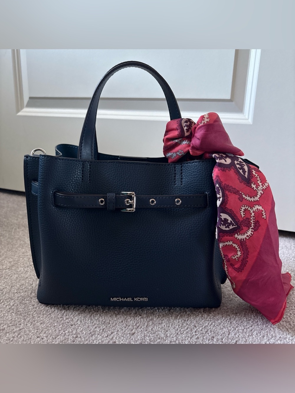 NWOT Michael Kors Dark Blue Satchel Bag w. Crossbody Strap
